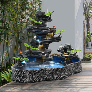 大型假山流水喷泉户外庭院露台会所餐厅山水景观鱼池造景落地摆件