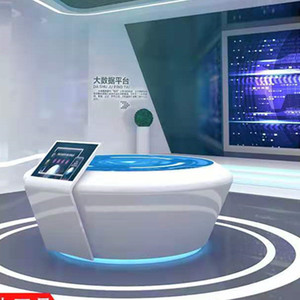 圆形中岛柜电视展示台触摸屏展示台陈列架烤漆展示台科技发光展台