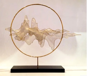 新中式家居铁艺山影摆件金属假山装饰创意样板房玄关空间雕塑摆设