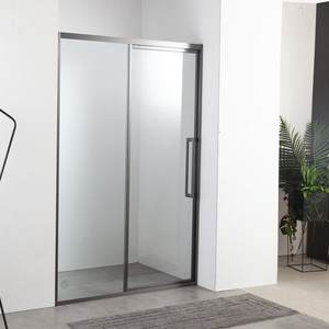 灰色极简全包框窄框干湿分区淋浴房洗澡间别墅钢化玻璃平开门移门