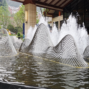 不锈钢假山摆件雕塑售楼处庭院户外山形镂空线条装饰水景景观直销