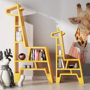 亲子长颈鹿书架儿童房玩具储物架幼儿园绘本馆动物造型装饰书柜