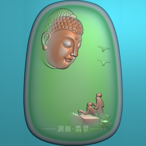 2018人气新款翡翠问佛精雕图jdpaint悟道无相灰度图bmp玉器浮雕图