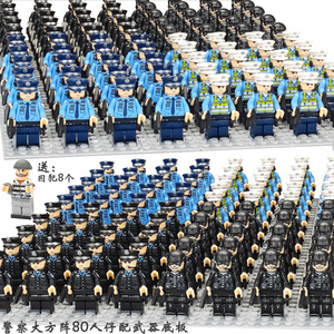 中国积木男孩子拼装军事系列人仔特种兵人偶武器防爆警察玩具小人