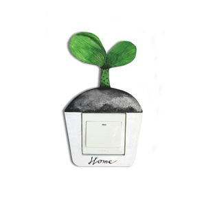 绿色清新花卉纯手绘开关贴插座装饰墙贴保护套3d立体家用现代简约