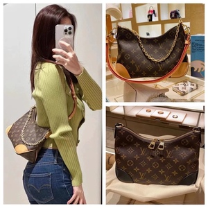lv路易威登女包新款boulogne老花牛角包链条腋下单肩斜挎包m45832
