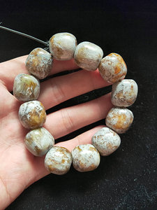 古玉老玉古玩古董良渚文化鸡骨白玉石高古玉手链手串珠子佩戴收藏