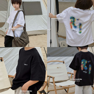 SS品牌高端韩国童装儿童短袖T恤2024新款男童夏装上衣女童半袖潮