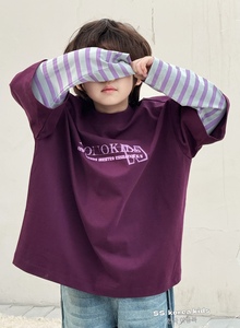 SS品牌高端韩国童装童装儿童假两件卫衣2024新款洋气男童春装T恤