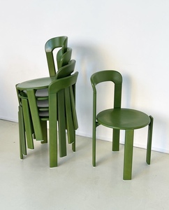 设计师款中古彩色可爱圆椅圆润简约会议椅奶油小户型靠背实木餐椅