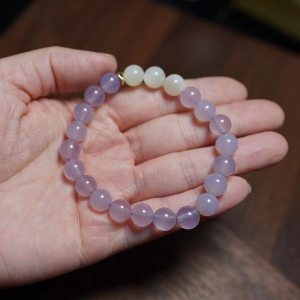 灵性紫玉髓 配银丝贝壳8㎜单圈 手链 手串 原创设计编织 如梦如幻