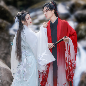 如梦霓裳原创正版春季汉服女大袖衫九尾灵狐涂山绣花披风情侣装