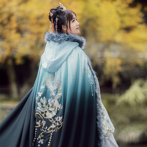 如梦霓裳汉服斗篷披风冬女加绒加厚男保暖长款明制大氅龙傲天现货