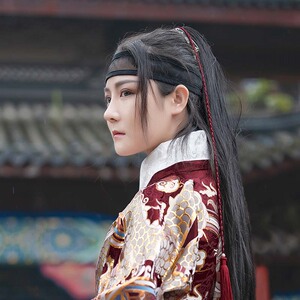 如梦霓裳汉配饰服飞鱼服护额头饰 头巾 男女通用帅气黑色汉服饰品