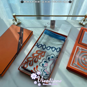 h家丝巾 等待尤利西斯 丝羊绒 140x140 浅蓝 传统服饰的图案灵感