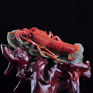 泓忆福建寿山石【大龙虾】手作雕刻工艺品摆件