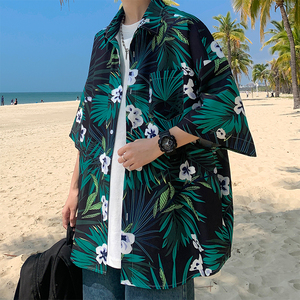 夏威夷度假花衬衫男士短袖夏季薄款冰丝衬衣海南泰国速干半袖衣服