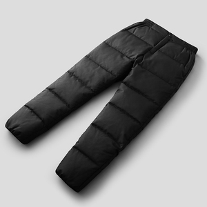 白鹅绒羽绒裤男外穿加厚高腰冬季户外休闲中老年防寒保暖直筒棉裤