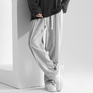 灰色运动裤子男夏季新款直筒宽松韩版潮牌卫裤男百搭阔腿休闲长裤