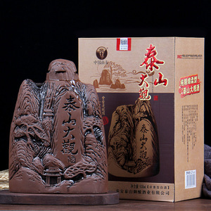 山东特产泰山大观42度52度500ml浓香型白酒纯粮石头山瓶型礼盒装