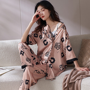 001人付款天猫睡衣女夏季冰丝短袖长裤高级感仿真丝家居服夏天性感