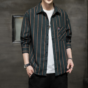 成熟微胖男生穿搭潮流长袖衬衫外套30-35-40岁搭配牛仔裤长衫褂子