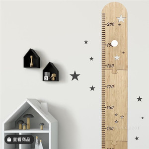 北欧风拼接木板身高尺儿童房装饰星星木质成长挂尺摄影道具墙贴