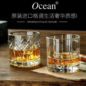 泰国进口Ocean无铅水晶玻璃威士忌洋酒杯啤酒杯热水杯创意刻花杯