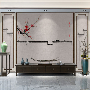 新中式古典徽派墙布电视背景墙壁纸壁画客厅卧室书房影视墙8d壁布