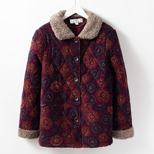 奶奶加厚棉衣翻领羊羔毛小棉袄中老年女装妈妈暖和棉服灯芯绒棉袄