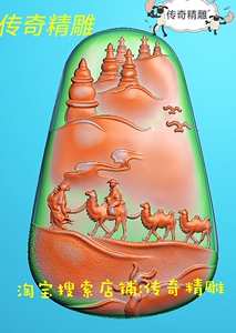 00tb084347685淘宝山水驼队大漠边关骆驼圆牌挂件精雕图浮雕玉雕