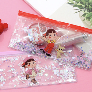 韩国peko不二家牛奶妹透明亮片笔袋女生文具封口收纳袋(2款选)