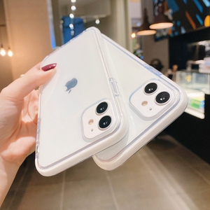 苹果12手机壳简约白边透明硅胶iphone12promax个性mini防摔por撞色