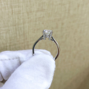 18k金50分一克拉莫桑石戒指定制hw钻石戒指750戒托空托铂金戒指