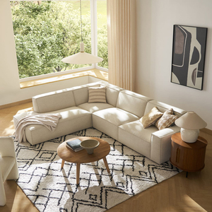现代简约L型转角棉麻布艺沙发小户型客厅设计师轻奢方块组合定制
