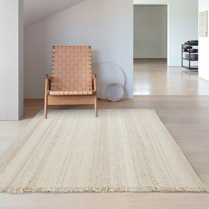何以为家新品纯手工编织天然羊毛客厅地毯日式新中式原木风大地垫