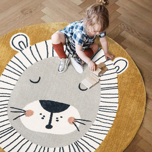 何以为家原创圆形儿童房地毯卡通动物卧室可爱床边小朋友游戏地垫