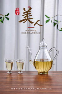 透明高硼硅玻璃壶绿茶泡茶壶带过滤美人壶日式仿宋玻璃执花茶壶