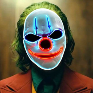 面具全脸joker小丑led发光面具男万圣节荧光表演节日演出鬼脸面罩