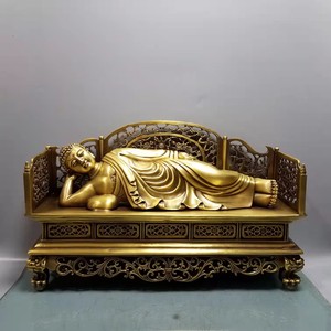 纯铜释迦摩尼卧佛睡佛像摆件坐铜佛陀仿古供奉万佛如来站佛祖客厅