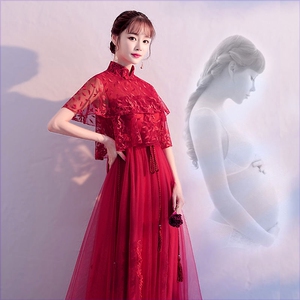 出租大码孕妇婚纱大肚子绸缎秋冬款新娘显瘦胖mm200斤加肥加大森