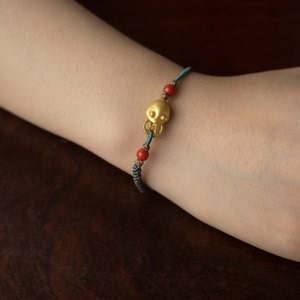 花古古 招财咬钱金蟾 足金黄金手串转运手链