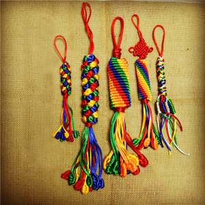 汽车西藏金刚结挂件藏式五彩绳挂饰手工转经轮车载车饰编织大车内