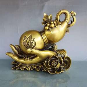佛手葫芦摆件开光纯铜福禄在手家居装饰福禄如意镇宅转运招财葫芦