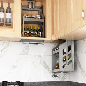 厨房吊柜升降拉篮下拉式阻尼缓冲伸缩上下升降机橱柜垂直升降拉篮