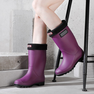 胶靴女式雨靴加绒时尚款外穿水鞋软底防滑胶鞋水靴套鞋中筒雨鞋女