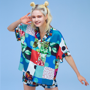 001人付款淘宝埃森费姆睡衣男原创恶犬个性印花春秋丝绸高级时尚家居