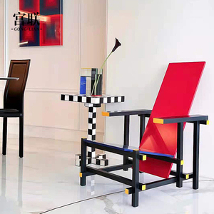 宫联意大利创意红蓝椅子ins风网红明星同款设计师椅时尚单人椅