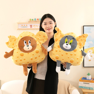新款创意车载猫和老鼠玩偶可爱奶酪抱枕大号蛋仔毛绒玩具沙发靠枕