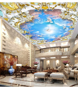 3d立体吊顶壁纸客厅卧室天花板屋顶欧式花纹浮雕奢华定制壁画墙布